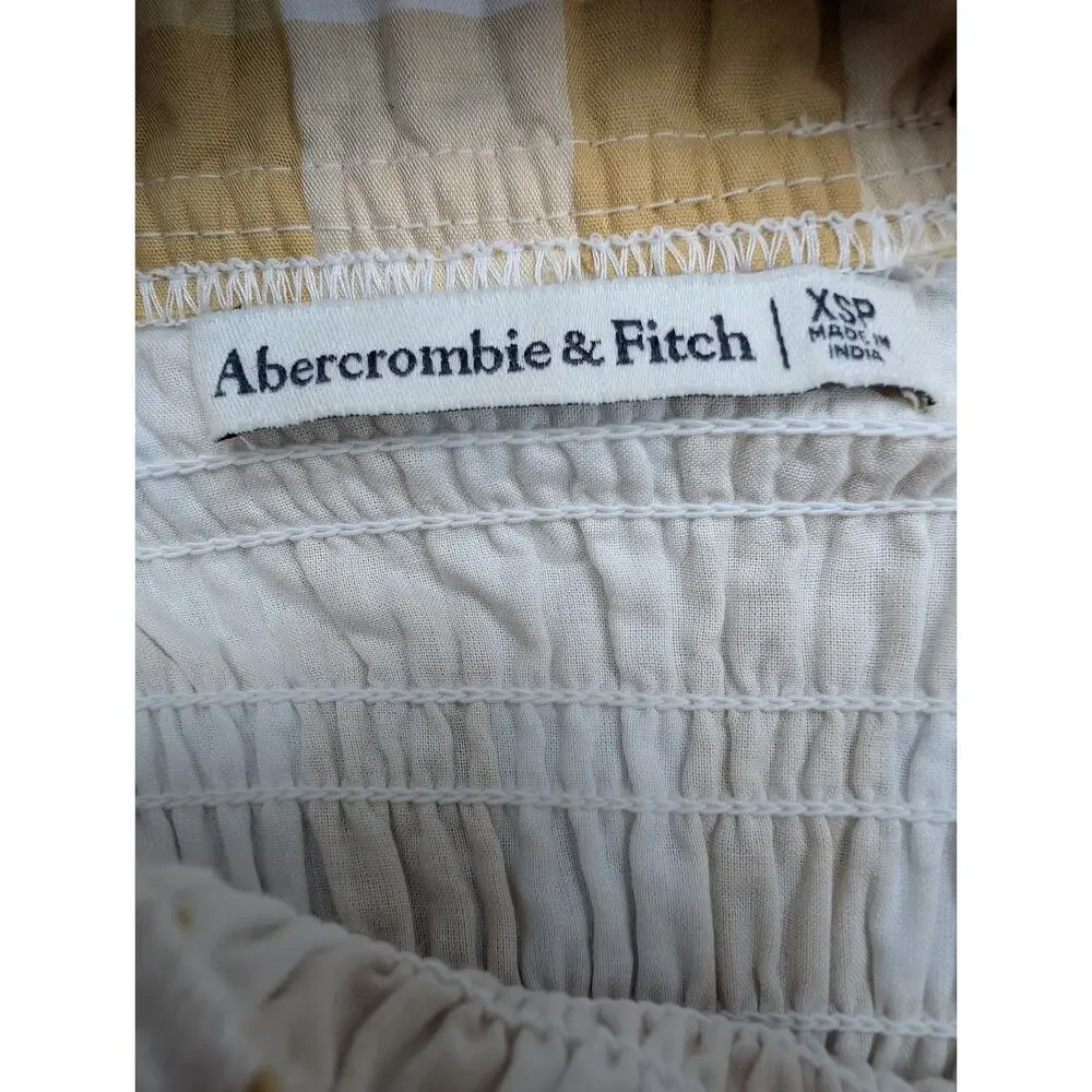 Abercrombie & Fitch Smocked Maxi Dress Women XS Petite Gingham Tiered Minimalist